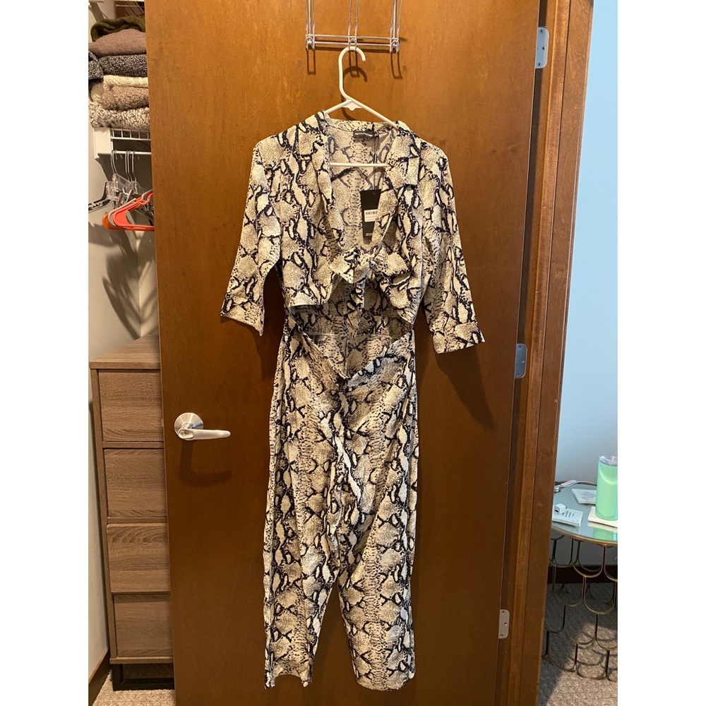 Snake Print Tie Jumpsuit